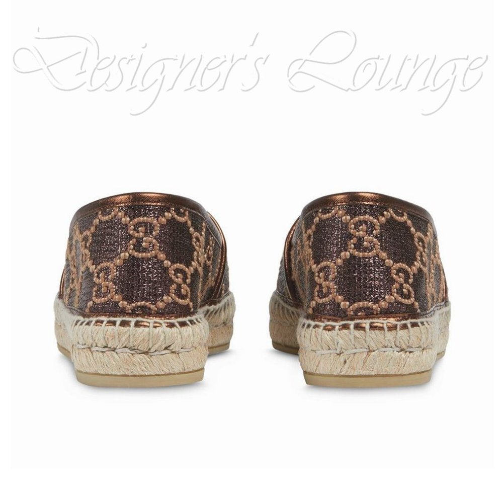 ⚡️SOLD! NEW GUCCI Heritage GG Monogram Brown Metallic Espadrilles Size EU 38 - Picture 7 of 12
